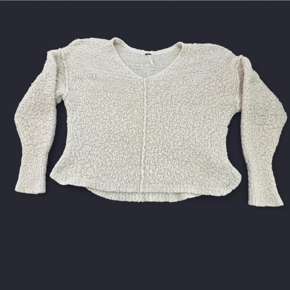 Free People Cream Textured‎ Sweatshirt